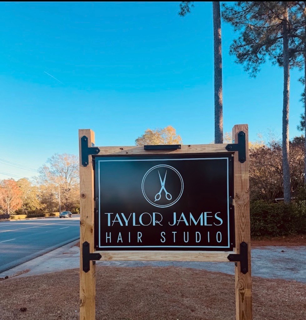Taylor James Hair Studio Business Sign on Dawson Rd
